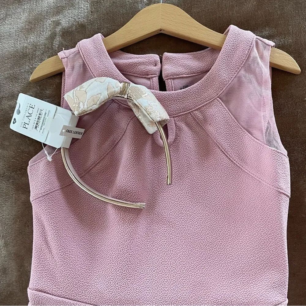 The Children’s Place Elegant Pink Sleeveless Kids Dress Size M 7/8 with Bow NWOT - Picture 5 of 10